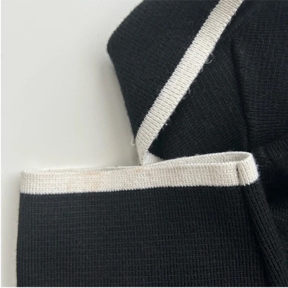 Zara Black & White Knit Skirt & Top Set Contrast Piping - Picture 11 of 12